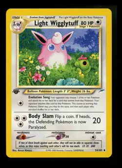 1st Edition Light Wigglytuff 54/105 Neo Destiny 2000 WOTC Pokemon Card TCG - Image 1
