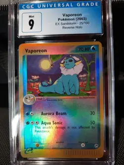 Vaporeon Cgc 9 Mint EX Sandstorm 2003 E-Reader Card 25/100 Pokemon Ccg Game Cat - Image 1