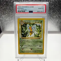 1999 Pokemon Game Beedrill 1st Edition #17 PSA 10 shadowless - Image 1