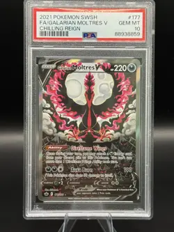 Galarian Moltres V Alt Art PSA 10 GEM MINT - Chilling Reign 177/198 Pokemon - Image 1