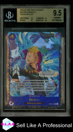 MARCO ONE PIECE OP02-018 2022-23 PROMO HOLO ENGLISH BECKETT 9.5 - Image 1