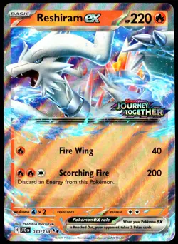 Pokemon TCG Reshiram ex 030/159 2025 Journey Together Stamped Promo Card - NM - Image 1