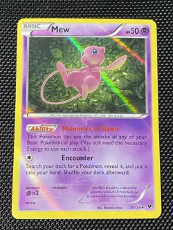 Mew 29/124 X&Y Fates Collide Reverse Holo Rare English 2016 Pokemon TCG LP/NM - Image 1