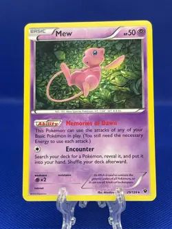 Pokemon TCG Mew 29/124 X&Y Fates Collide Reverse Holo Rare English 2016 LP - Image 1