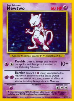 Mewtwo - 10/102 - Pokemon Base Set Unlimited Holo Rare Card WOTC NM - Image 1