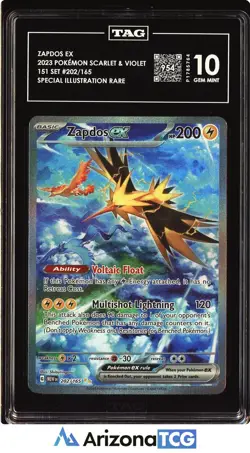 Pokemon 2023 Zapdos ex 202/165 SIR Scarlet & Violet 151 GEM MINT TAG 10 - Image 1