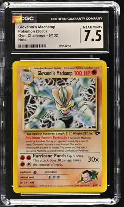 CGC 7.5 Giovanni's Machamp 2000 Gym Challenge 6/132 Holo Pokemon Card - Image 1