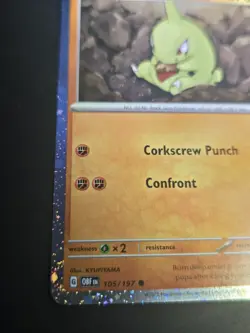 Pokemon TCG Larvitar Cosmos Holo Card 105/197 Pokemon SV: Obsidian Flames NM - Image 2