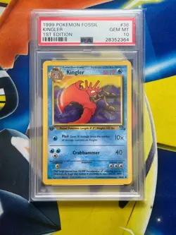 PSA 10 Kingler 38/62 1st Edition Fossil Non Holo Pokemon Card - Image 1
