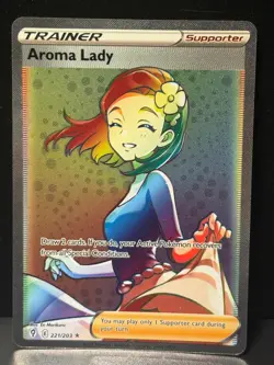 Aroma Lady 221/203 SWSH Evolving Skies Holo Secret Rare Pokemon Card AA10 NM1 - Image 1