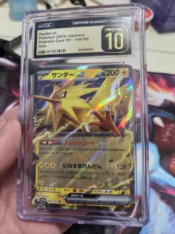 2023 Pokemon Japanese 151 Zapdos ex 145/165 CGC PRISTINE 10 - Image 1