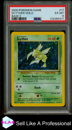 SCYTHER-HOLO BASE II POKEMON GAME BASE II 2000 17 PSA 6 - Image 1