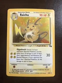 Raichu 14/62 Holo Rare MP Pokemon TCG Fossil WOTC MP - Image 1