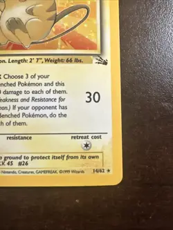 Raichu 14/62 Holo Rare MP Pokemon TCG Fossil WOTC MP - Image 4
