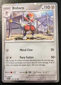 Bisharp 149/197 Cosmos Holo Uncommon Scarlet & Violet: Obsidian Flames Pokemon - Image 1