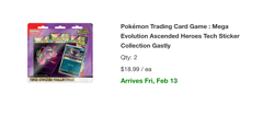 Pokemon TCG: Mega Evolution Ascended Heroes Tech Sticker Collection Gastly💥 - Image 2