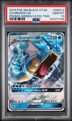 2019 POKEMON SM BLACK STAR PROMO HIDDEN FATES TINS #SM212 GYARADOS GX PSA 10 - Image 1