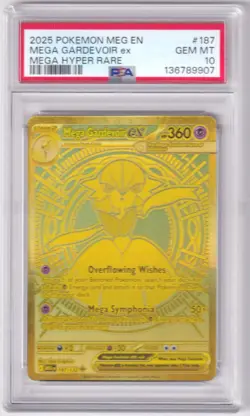 2025 Pokemon Meg EN Mega Gardevoir EX Meda Hyper Rare #187 PSA 10 GEM MINT - Image 1