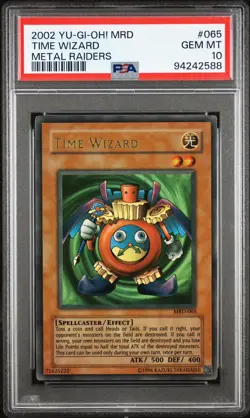 Time Wizard Holo Ultra Rare Metal Raiders MRD-065 YUGIOH - PSA 10 Faded - Image 1