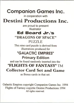 1994 Edward Beard Flights of Fantasy Promo Card CCG TCG Galactic Empires - Image 2