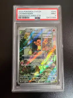PSA Mint 9 Pokemon Charmander #044 Obsidian Flames EN 2023 SVP ETB! - Image 1