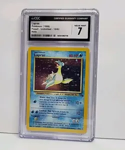 CGC 7 Lapras 10/62 Holo Fossil 1999 Pokemon Card Graded CGC Near Mint 7 - Image 1