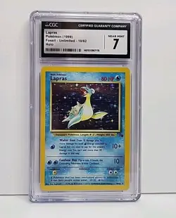 CGC 7 Lapras 10/62 Holo Fossil 1999 Pokemon Card Graded CGC Near Mint 7 - Image 2