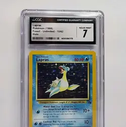 CGC 7 Lapras 10/62 Holo Fossil 1999 Pokemon Card Graded CGC Near Mint 7 - Image 3