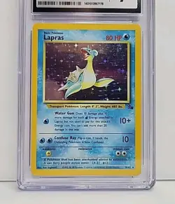 CGC 7 Lapras 10/62 Holo Fossil 1999 Pokemon Card Graded CGC Near Mint 7 - Image 4