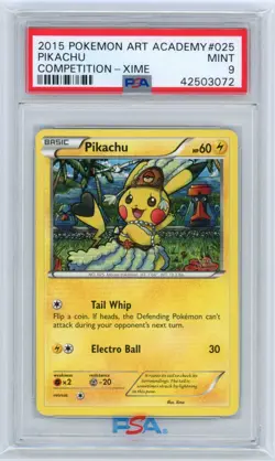 Pokemon PSA 9 Pikachu Art Academy Competition Xime 2015 - Image 1