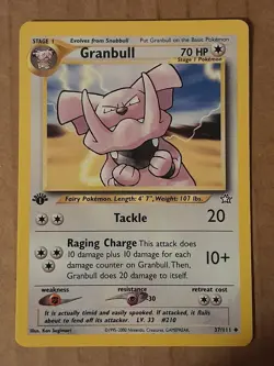 Pokemon Granbull 37/111 Neo Genesis 1st Edition LP See Pictures - Image 1