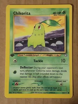 Pokemon Chikorita 53/111 Neo Genesis 1st Edition LP See Pictures - Image 1