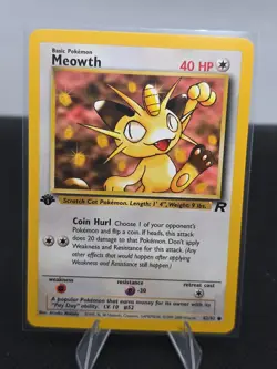 Pokemon 1st Edition 62/82 Meowth Team Rocket LP - Image 1