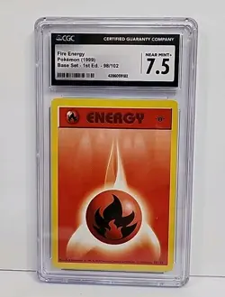 CGC 7.5 Fire Energy 98/102 Pokemon 1999 Base Set 1st Edition Shadowless Graded - Image 1