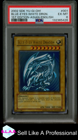 BLUE-EYES WHITE DRGN. 1ST EDI-ASIAN-EN YU-GI-OH! START DECK KAIBA 2002 001 PSA 6 - Image 1