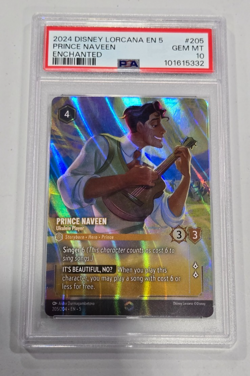 2024 DISNEY LORCANA EN 5-ENCHANTED PRINCE NAVEEN UKULELE PLAYER PSA 10 - Image 1