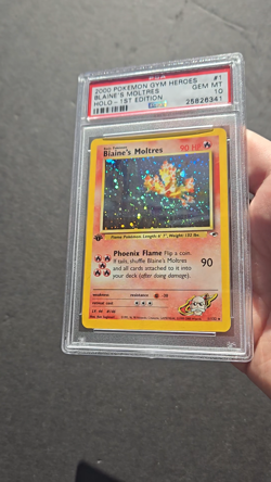 Pokemon PSA 10 1ST EDITION GYM HEROES BLAINE'S MOLTRES 1/132 - GEM MINT - SWIRL - Image 2