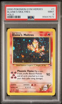 2000 POKEMON GYM HEROES HOLO #1 BLAINE'S MOLTRES PSA 9 - Image 1
