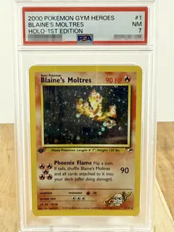 2000 Pokemon Gym Heroes: #1 Blaine’s Moltres - Holo - 1st Edition - PSA 7 - Image 1