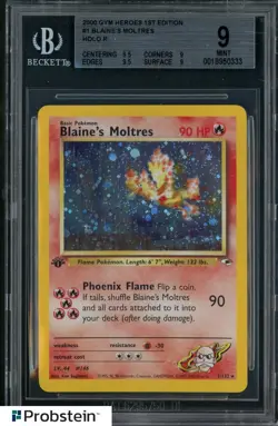 2000 Pokemon Gym Challenge 1st Edition #4 Blaine's Moltres Holo BGS 9 MINT - Image 1