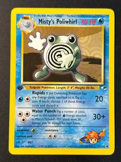 Misty's Poliwhirl 53/132 1st Edition Gym Heroes Pokemon Card LP - Image 1