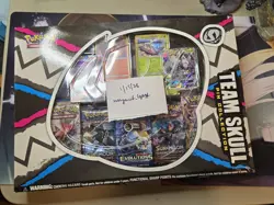Pokemon TCG Team Skull Pin Collection Box Sealed Evolutions Burning Shadows - Image 1