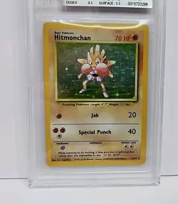 BGS 6.5 Hitmonchan 7/102 Holo Rare 1999 Base Set Unlimited Pokemon Card Graded - Image 4