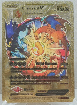 Charizard V - Gold Foil Custom Fan Art Pokemon Card - Image 1