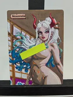 MTG Mountain Yamato One Piece Waifu Alter Art Hand Painted Signed by BAZAYO - Image 1