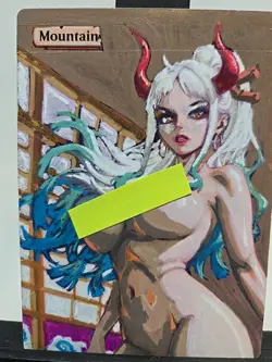 MTG Mountain Yamato One Piece Waifu Alter Art Hand Painted Signed by BAZAYO - Image 3