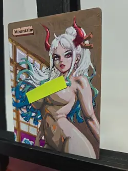 MTG Mountain Yamato One Piece Waifu Alter Art Hand Painted Signed by BAZAYO - Image 4