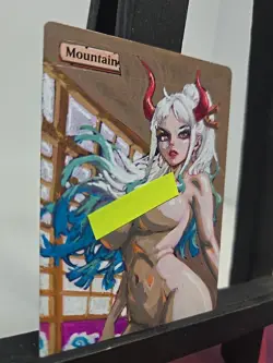 MTG Mountain Yamato One Piece Waifu Alter Art Hand Painted Signed by BAZAYO - Image 5