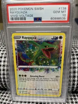 2020 Rayquaza Holo Pokemon #138/185 Vivid Voltage, CGC 10 Gem Mint - Image 1