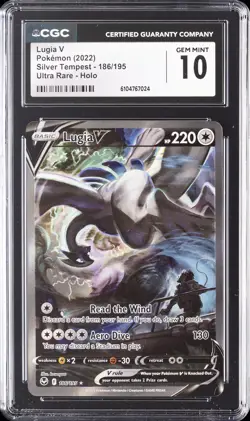 2022 POKEMON SILVER TEMPEST #186 LUGIA V ALT ART HOLO CGC 10 - Image 1